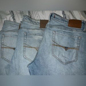 3 pair of light wash Guess skinny jeans size 38/32 and 38/30